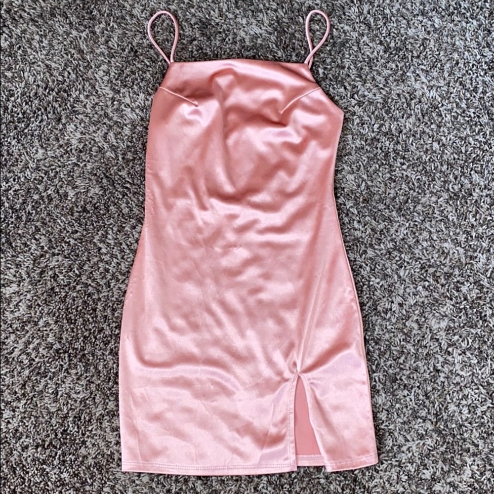 Satin light pink dress